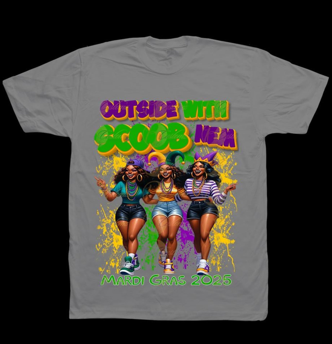 Mardi Gras Shirt Girls outside